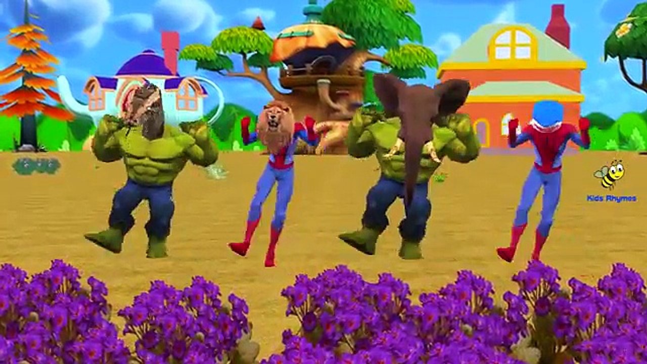 Gorila de León Dinosaurio Python Elefante Dedo de la Familia y Cinco Pequeños Monos Rimas C