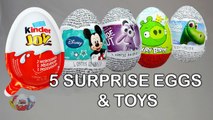 5 Surprise Eggs Unboxing !! Zootropolis Inside Out Good Dinosaurus Angry Birds Kinder Joy