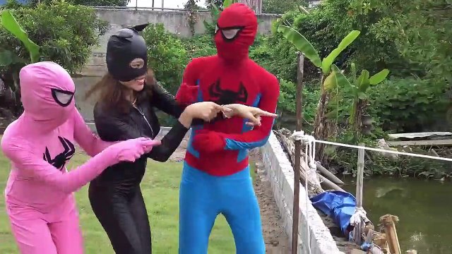 BURIED in sand Spiderman and Elsa Joker pink spiderGirl Fam