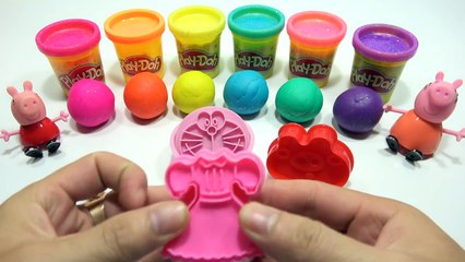 PEPPA PIG - Kids Learn Colors Play DOh Doraemon Toys Molds Fun! Finger Family Nursery Rhym