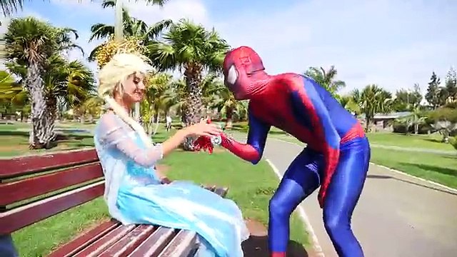 Frozen Elsa kiss Joker in Real Life vs Joker girl w Spiderman Pink spidergirl maleficent