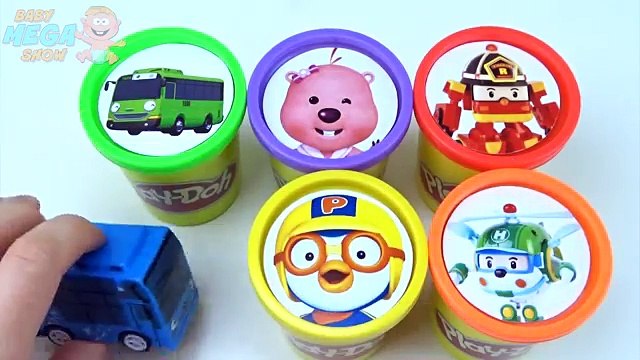 Сups Stacking Toys Play Doh Clay Pororo Robocar Poli The Little Bus Tayo Learn Colors for Kids