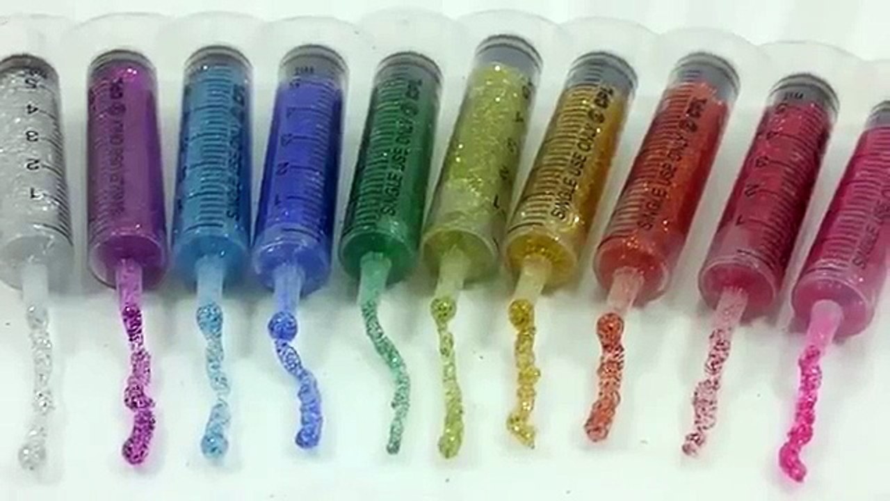 How To Make Colors Glitter Powder Glue Water Balloon Syringe Clay Slime DIY One Little Fin