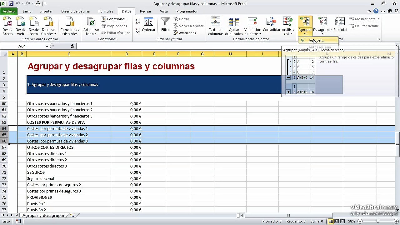 23 Agrupar y desagrupar filas y columnas 0254