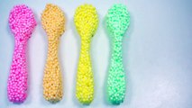 DIY How To Make Colors Play Foam Spoon with Rainbow Gooey Slime Colors Bubble Gum Surprise Toys-PR