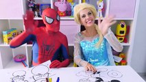Spiderman vs Frozen Elsa Peppa Pig & Mickey Mouse Drawing Challenge - Play Doh Ice Cream Creations!-UwspNpt