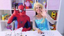 Spiderman vs Frozen Elsa Peppa Pig & Mickey Mouse Drawing Challenge - Play Doh Ice Cream Creations!-UwspNpti