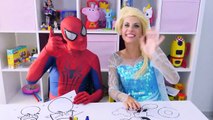 Spiderman vs Frozen Elsa Peppa Pig & Mickey Mouse Drawing Challenge - Play Doh Ice Cream Creations!-UwspNptiJ