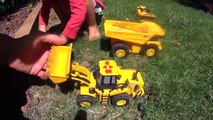 Dump Truck Dozer annd Backhoe Make a Dirt Road-sC8MGq-