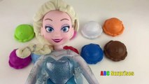 Frozen Elsa YUMMY ICE CREAM Learn Colors with Elsa By Stacking Ice Cream Scoop Cones ABC Surprises-CNcpM3F0