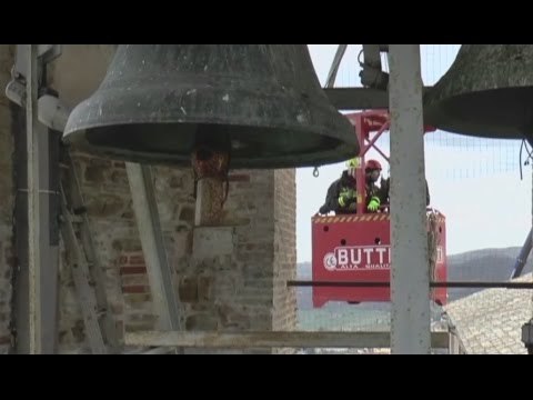 Camerino (MC) - Terremoto, lavori torre campanaria (08.03.17)