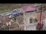 Norcia (PG) - Terremoto, lavori per campanile cattedrale Santa Maria Argentea (25.02.17)