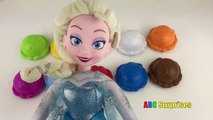 Frozen Elsa YUMMY ICE CREAM Learn Colors with Elsa By Stacking Ice Cream Scoop Cones ABC Surprises-CNcpM3F