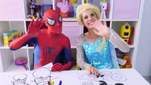 Spiderman vs Frozen Elsa Peppa Pig & Mickey Mouse Drawing Challenge - Play Doh Ice Cream Creations!-UwspNp