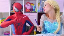 Spiderman vs Frozen Elsa Peppa Pig & Mickey Mouse Drawing Challenge - Play Doh Ice Cream Creations!-UwspNpt