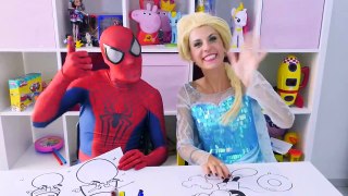 Spiderman vs Frozen Elsa Peppa Pig & Mickey Mouse Drawing Challenge - Play Doh Ice Cream Creations!-Uwsp