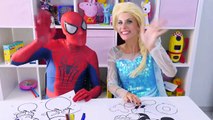 Spiderman vs Frozen Elsa Peppa Pig & Mickey Mouse Drawing Challenge - Play Doh Ice Cream Creations!-UwspN