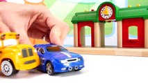 Toy Car Construction - Bussy & Speedy RENAULT MEGANE - Toy Train Trip! Trains for Kids.Toy Cars-8M