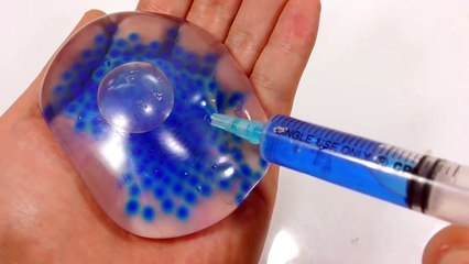 DIY How To Make 'Orbeez Slime Water Balloons' Syringe Real Play Learn Colors Slime Toy-RIHV