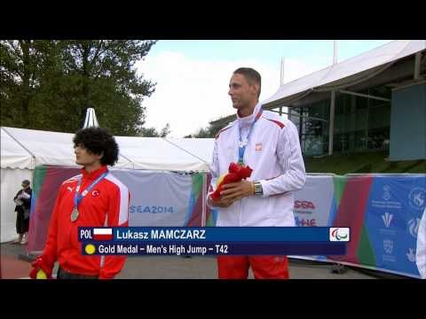 Men's high jump T42 | Victory Ceremony | 2014 IPC Athletics European Championships Swansea
