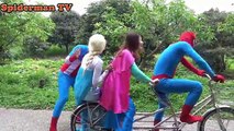 Spiderman Vs Elsa Frozen Going to Fishing Venom Captain American Fun Superheroes in Real l