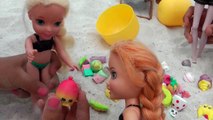 CRAB Encounter! Toddlers ELSA & ANNA at Beach - Afraid of CRABS - Mystery Treasure - Shopkins-Nsu0rMxi