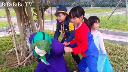 Frozen Elsa ARRESTED BY POLICE CAR! w/ Spiderman Babies Joker Maleficent Snow White! Super