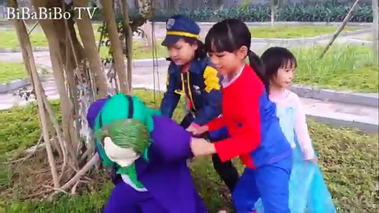 Frozen Elsa ARRESTED BY POLICE CAR! w/ Spiderman Babies Joker Maleficent Snow White! Super