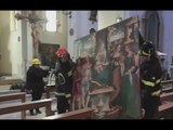 Porchia di Rotella (AP) - Terremoto, recupero opere in chiesa Santa Lucia (09.02.17)