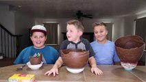 Chocolate Surprise Egg Giant Ice Cream Sundae Challenge! Kids Eat Real Food - Candy Challenges!-Qs