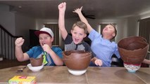 Chocolate Surprise Egg Giant Ice Cream Sundae Challenge! Kids Eat Real Food - Candy Challenges!-QsEb