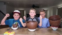 Chocolate Surprise Egg Giant Ice Cream Sundae Challenge! Kids Eat Real Food - Candy Challenges!-QsEbi