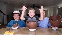 Chocolate Surprise Egg Giant Ice Cream Sundae Challenge! Kids Eat Real Food - Candy Challenges!-QsEbi