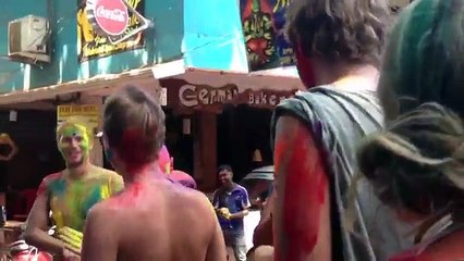 Foreigners Celebrating Holi In India (Goa)