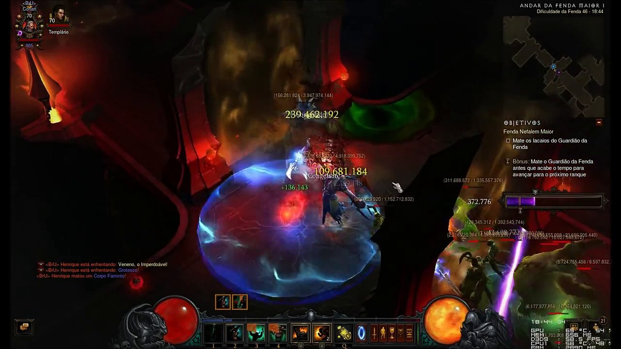 Diablo 3 Ros 2.1.2 - Bárbaro Raekor Físico Fenda Maior 46 Solo - 7min 46seg