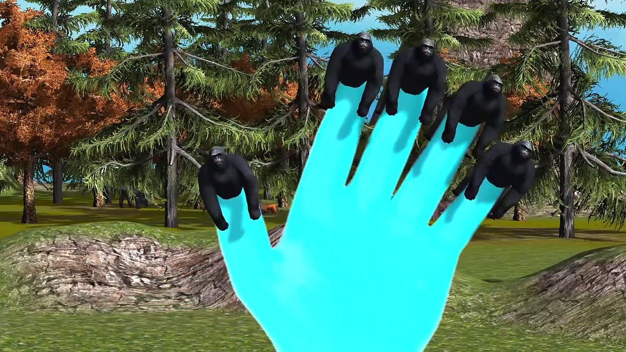3D animated Colors Gorilla Finger family - Animals Dinosaur Daddy Finger family Rhymes for