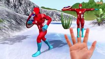 Captain America Dinosaur Frozen Elsa colors 3d Finger Family song - Animals Finger Family for Kids