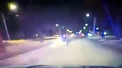 Man belly-flops on police car