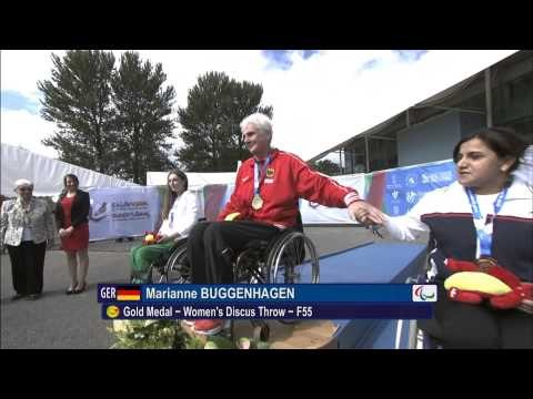 Women's discus F55 | Victory Ceremony | 2014 IPC Athletics European Championships Swansea
