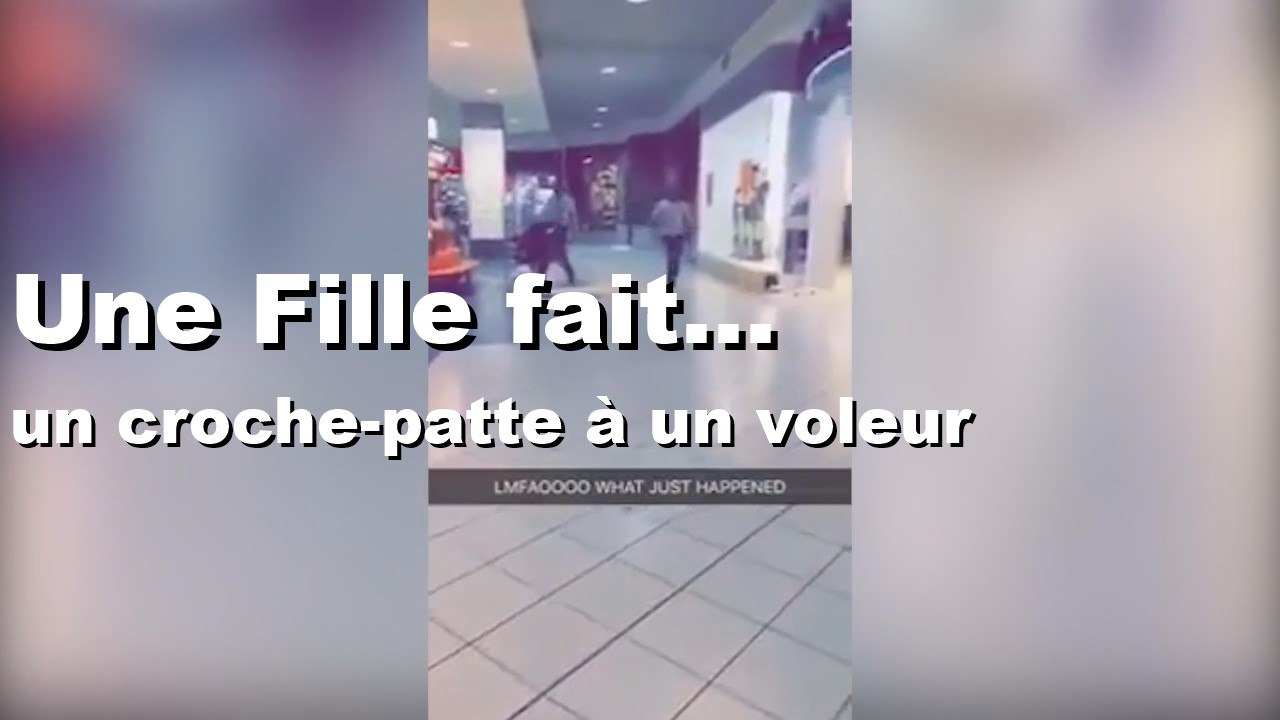 Une Fille fait un énorme croche-patte à un voleur qui tenter de s'enfuir