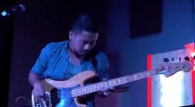 bass solo. passive pickups and finger strength