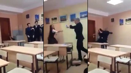 Un jeune russe va se disputer avec l'une de ses camarades de classe !