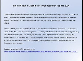 Emulsification Machine Market Research Report 2016