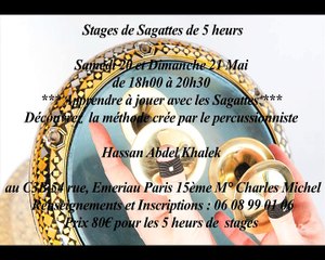 Stage Sagattes de 5 heures à Paris *** Apprendre les Sagattes avec le percussionniste Hassan Abdel khalek