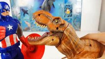 Captain America vs T Rex Superhero Action Figure Battles Dinosaur Toy