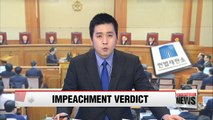 President Park Geun-hye removed from office as impeachment motion upheld