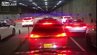 Illegal race in a tunnel goes wrong.