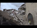 Campi Norcia (PG) - Terremoto, sopralluogo copertura tetto chiesa (10.03.17)