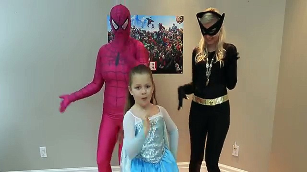Pink Spidergirl Becomes a Mermaid Spiderman, Frozen Elsa Joker! Superhero fun in real life