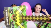 Giant Minecraft Surprise Egg - Minecraft Weapons - Steve - Alex Saddle Pack - Toy Opening